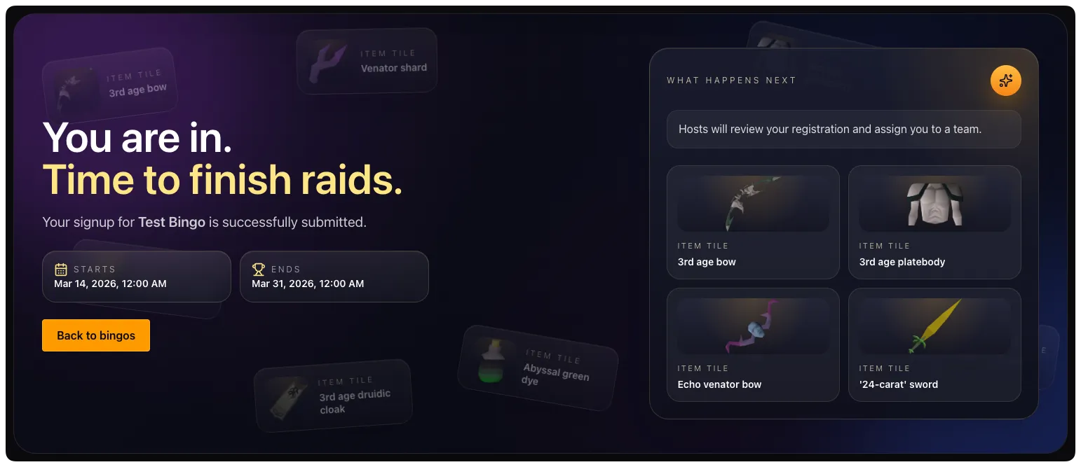 Successfully joined the bingo